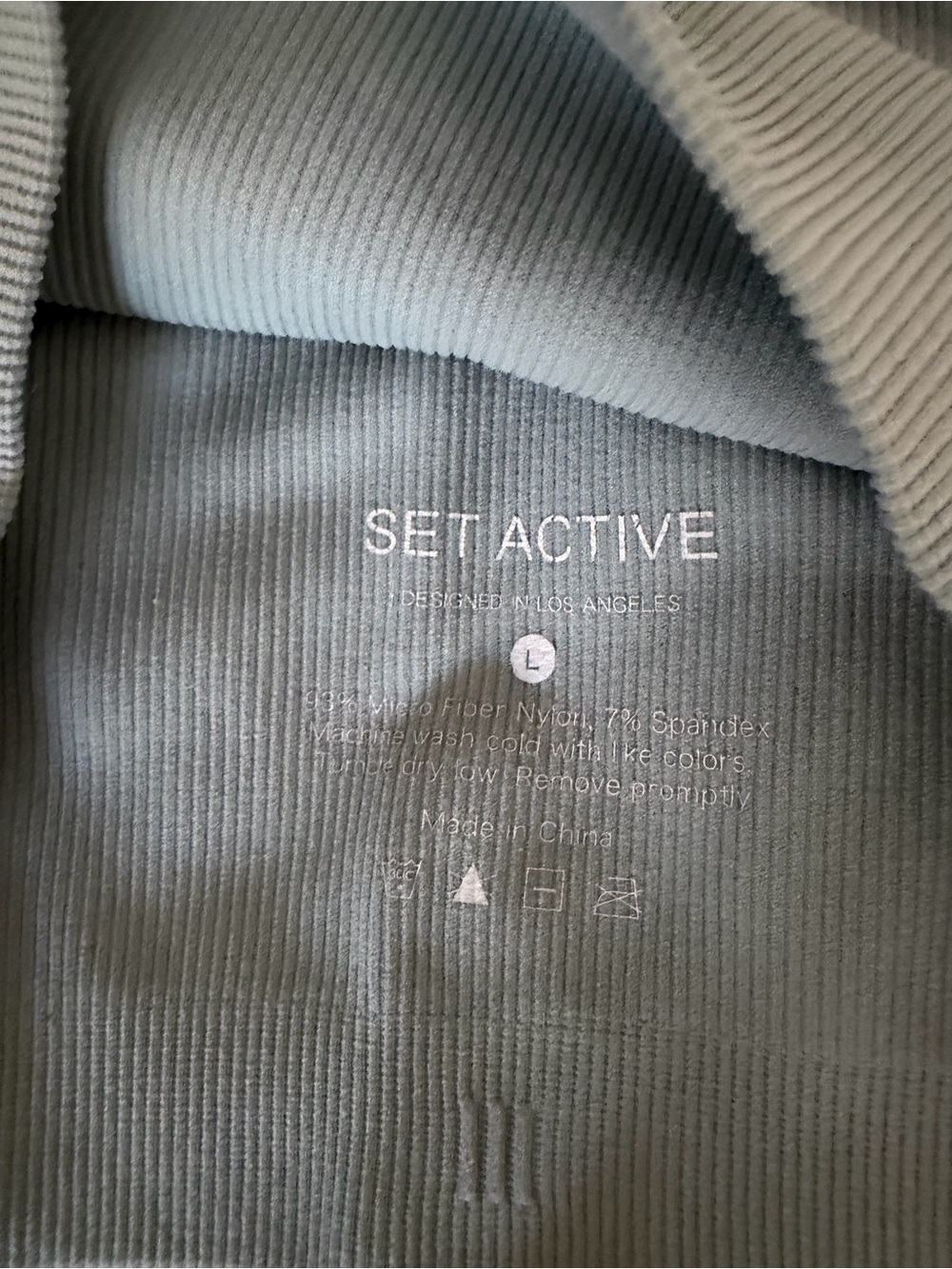 SET Active One-Shoulder Ribbed Sports Bra & High-Waist Leggings - Sage - Picture 5 of 5